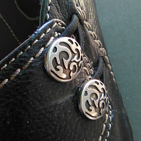 Clarks Black Leather Slip Ons - Picture 2 of 10